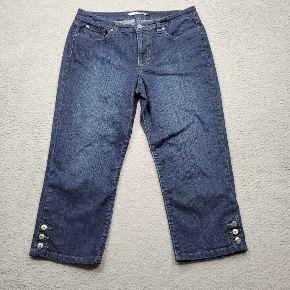 BandolinoBlu Womens Jeans 10 Blue Stretch Button Cuff Crop 32x21.5*